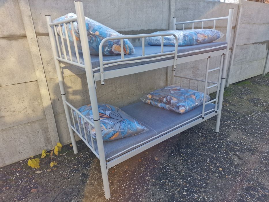 Lóżko piętrowe metalowe wojskowe pracownicze 90x190cm