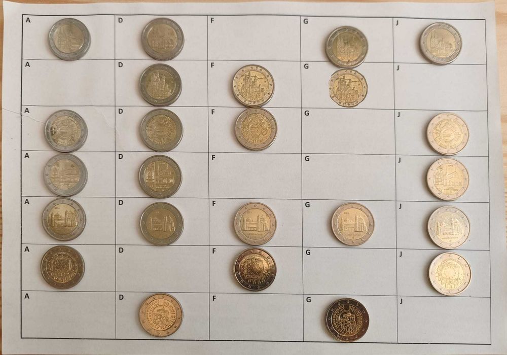 350 Moedas 2 Euros comemorativas para Troca e Venda