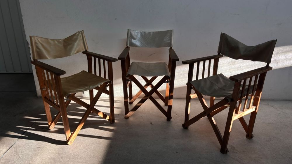 Conjunto de 3 cadeiras dobráveis estilo "cadeira de realizador" (ou director's chair)
Preço por unid