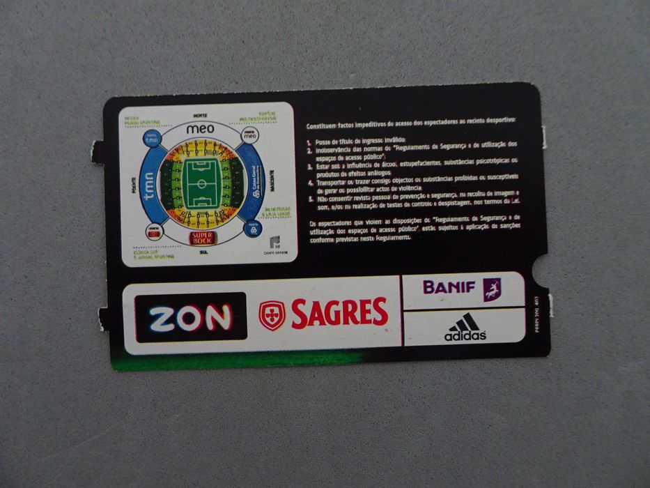 Bilhete antigo futebol Sporting Vitória F. C. Época 2012/2013