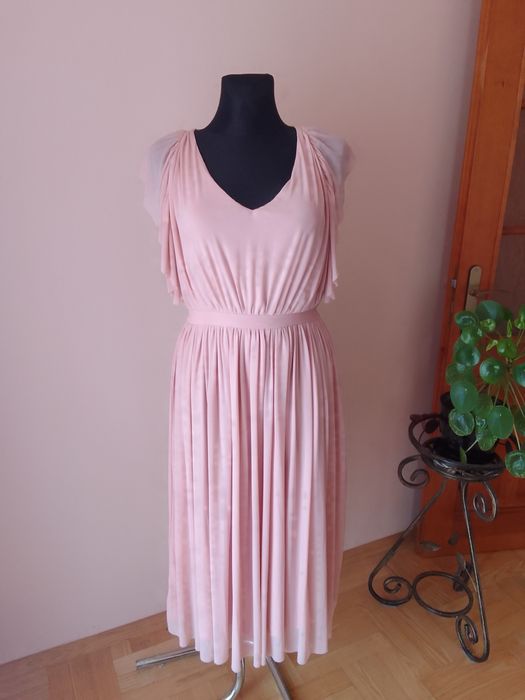 Sukienka midi pudrowy róż S M L