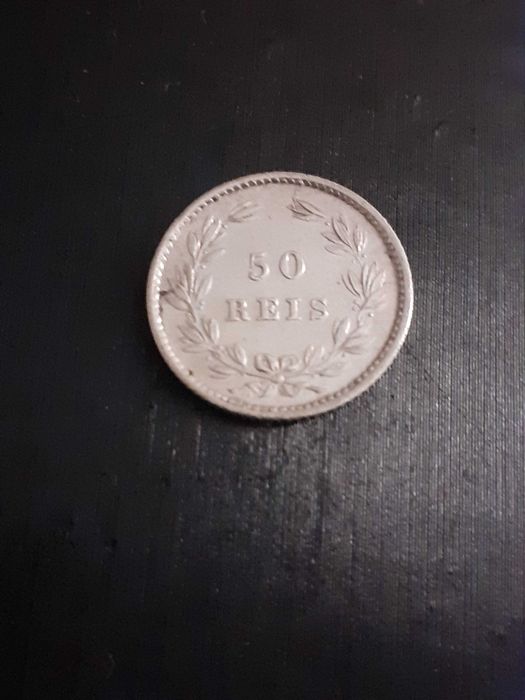 Moeda de prata de 50 reis de 1879