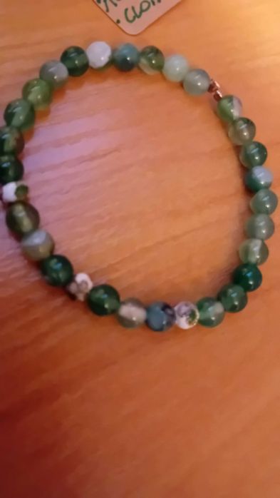 Bransoletka z agatu. Hand made. Nowa. Zieleń.