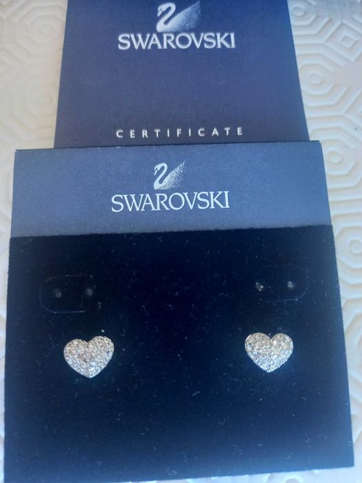 Brincos coração Swarovski com certificado como Novo