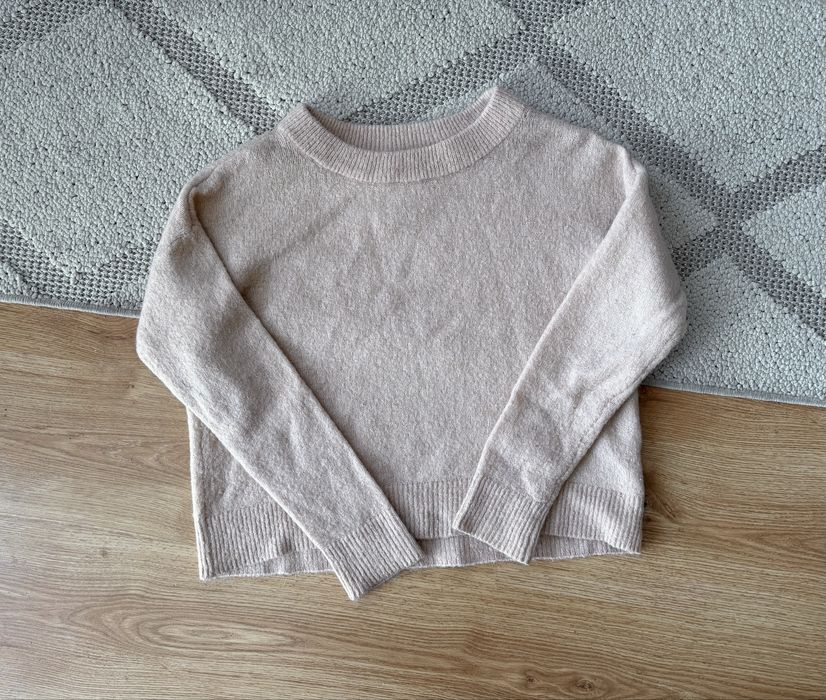 morelowy sweter h&m z domieszką moheru i wełny