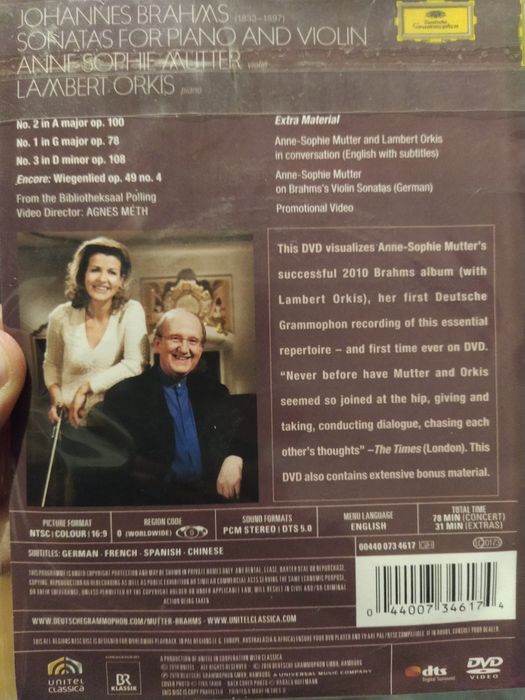 Płyta DVD CD Anne Sophie Mutter Brahms the violin sonatas lambert orki
