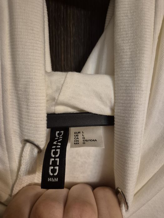 Bluza H&M oversize biała L not average hoodie nowa A38