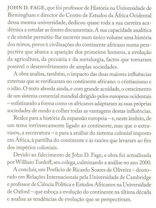 História de África de J. D. Fage e William Tordoff [Portes Grátis]