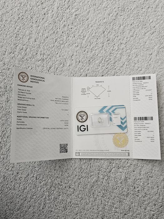 Naturalny Diament 1.02 ct Owal IGI | Ponad 1 karat! Okazja
