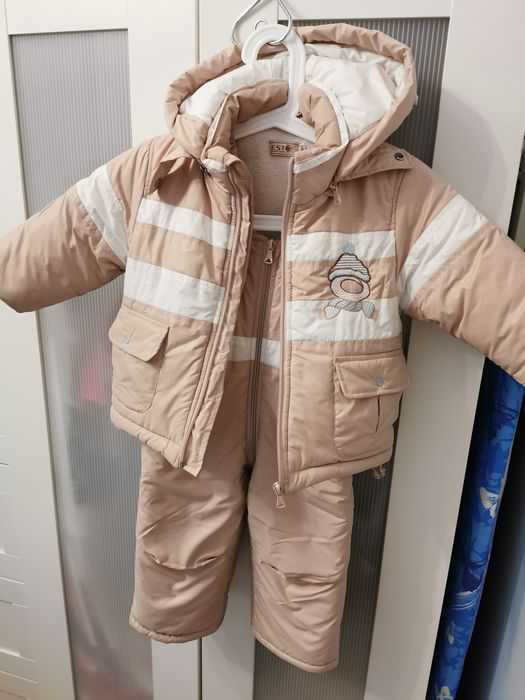 Zimowy komplet ocieplany, kurtka, kombinezon ESTO, rozm. 80cm, 12-18m