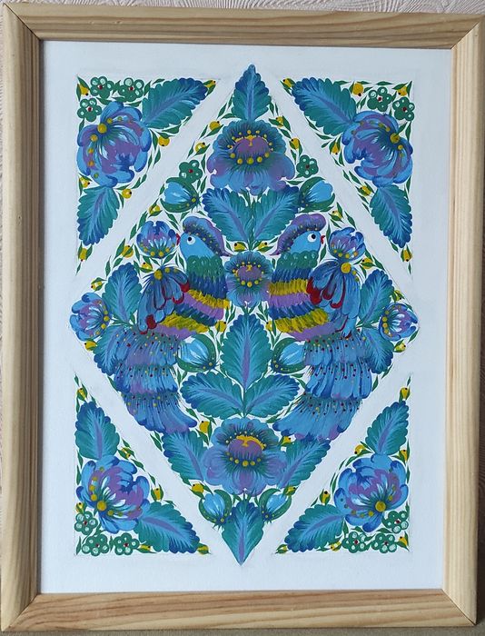 Картина (Петриковская роспись) "Птицы"