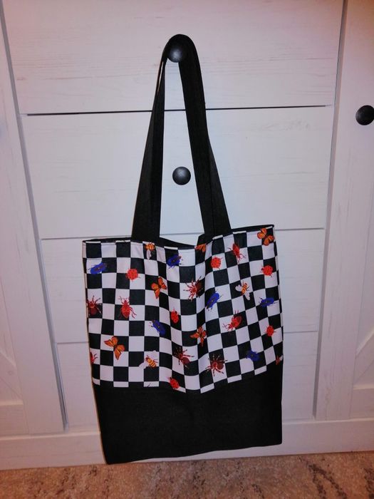 Torba na ramię shopper handmade tkanina wodoodporna