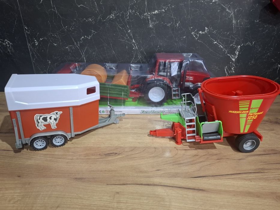 MEGA ZESTAW FARMERA NOWY Traktor + Przyczepa Konie i Wóz Paszowy