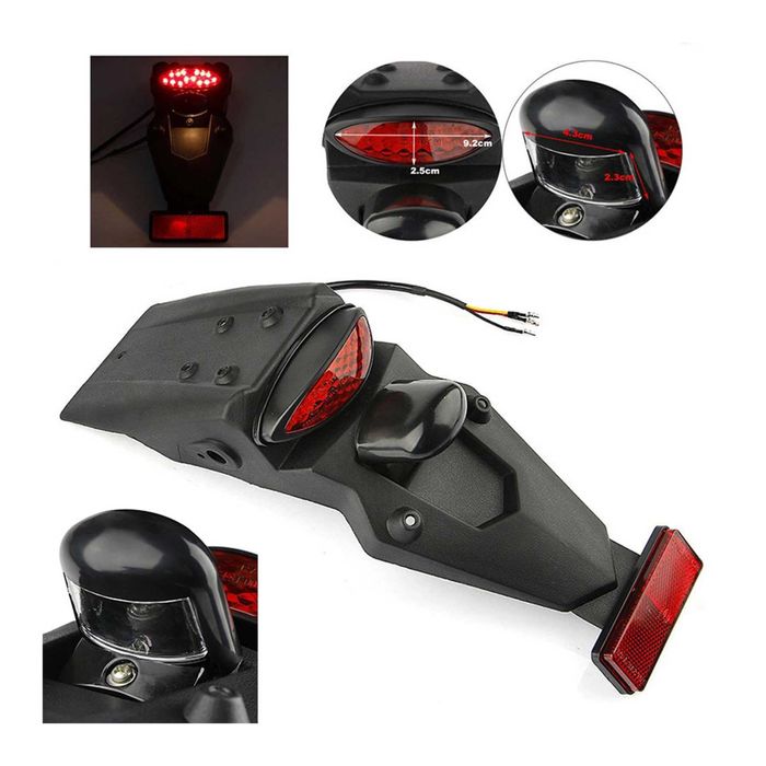 Guarda-lamas traseiro universal com luz LED e suporte para matrícula