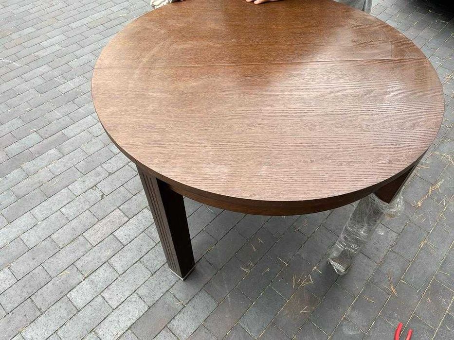 Stół okrągły prestige Milano - fornir - Dąb kasztan 116 cm rozkładany