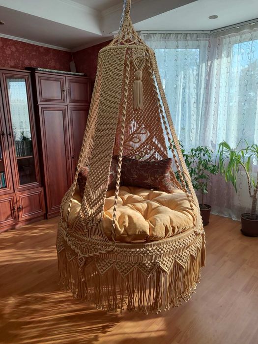 Fotel wiszący, huśtawka, hamak, makrame, boho