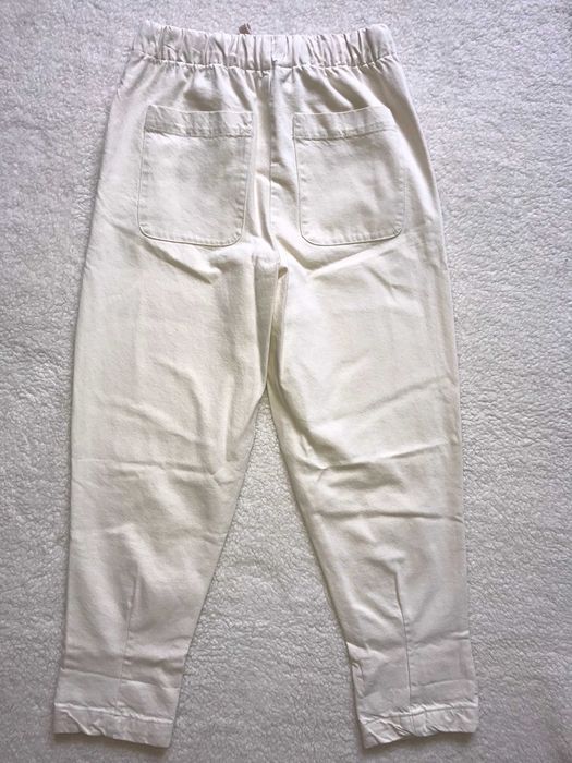 Zara Spodnie bawełniane ecru XS
