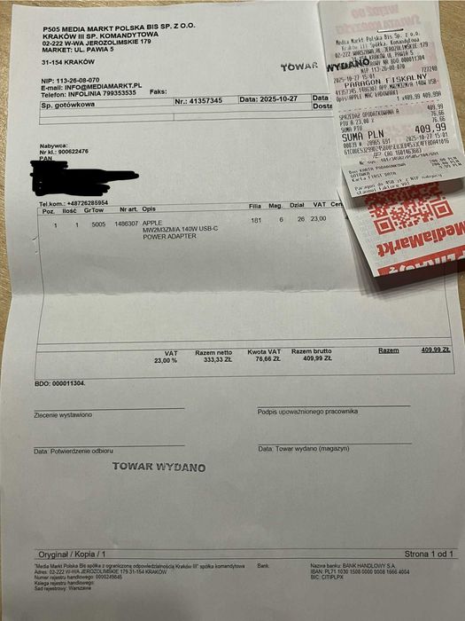 Zasilacz Apple MW2M3ZM/A USB-C