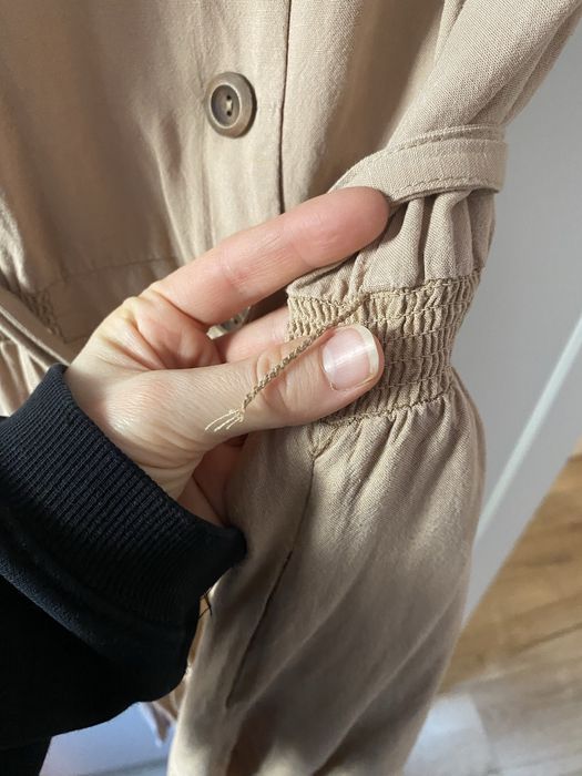 Sukienka midi wiązana w pasie len wiskoza