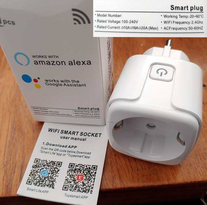 Wi-Fi розетка 100-240V (50/60 Гц) 20А