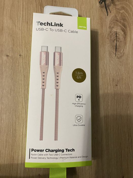 Jinya TechLink USB-C To C Cable 1,8m Pink - kabel USB-C