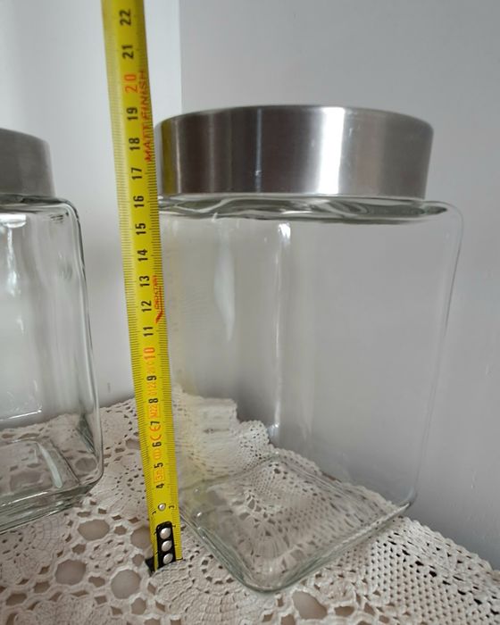 Conjunto 2 frascos em vidro, tampa em inox ermetica