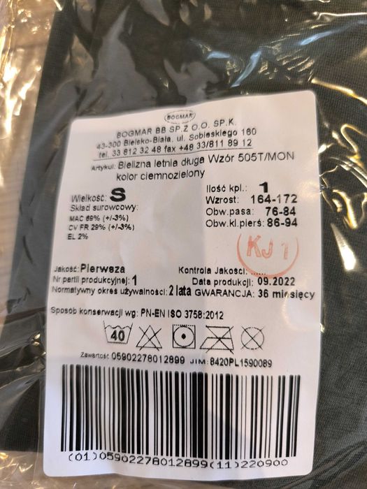 bielizna letnia długa 505T/MON