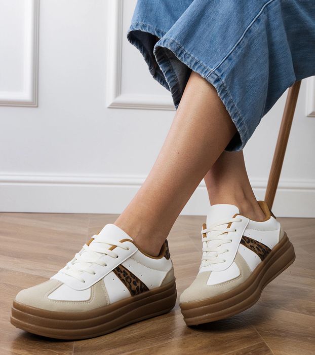 Panterkowe sneakersy damskie na platformie Serila