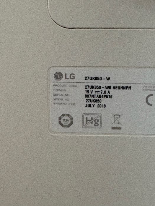 Monitor LG 27” 4k UHD 27UK850-W - USB C