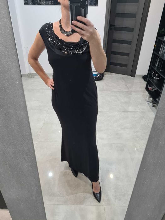 Elegancka długa suknia - sukienka wieczorowa, rybka, L / XL