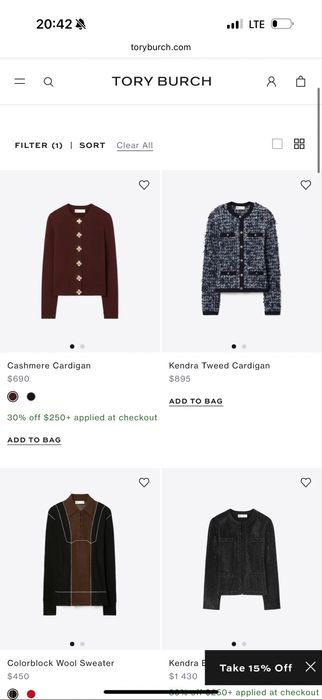 Кардиган дорогущего бренду Tory Burch