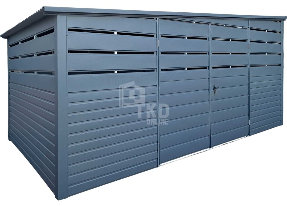 Wiata śmietnikowa - Schowek 4,5x2m - brama  dach spad w bok TKD393