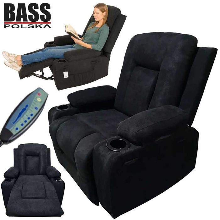 BASS POLSKA Fotel Masujący Rozkładany Z Funkcją Podgrzewania BH30044