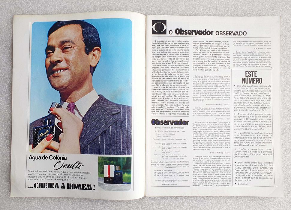 Antiga Revista Observador ~ " É CRIME SER JUDEU? " ~ 1971
