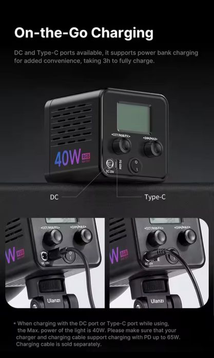 світло Ulanzi L024 RGB  40Вт 2500-6500К з блоком живле