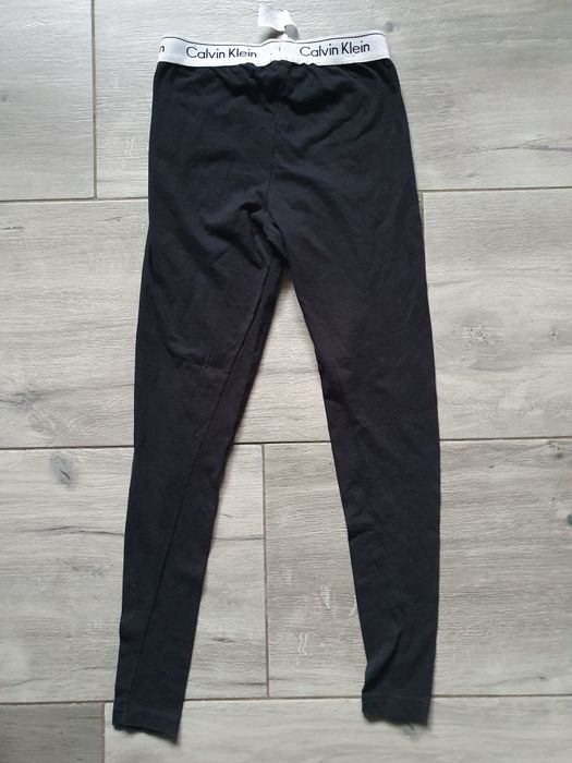 Czarne legginsy z białym paskiem XS/S