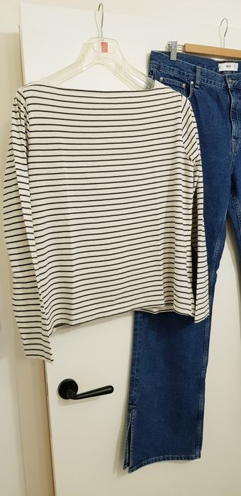 Mango t-shirt z długim rękawem, w paski a