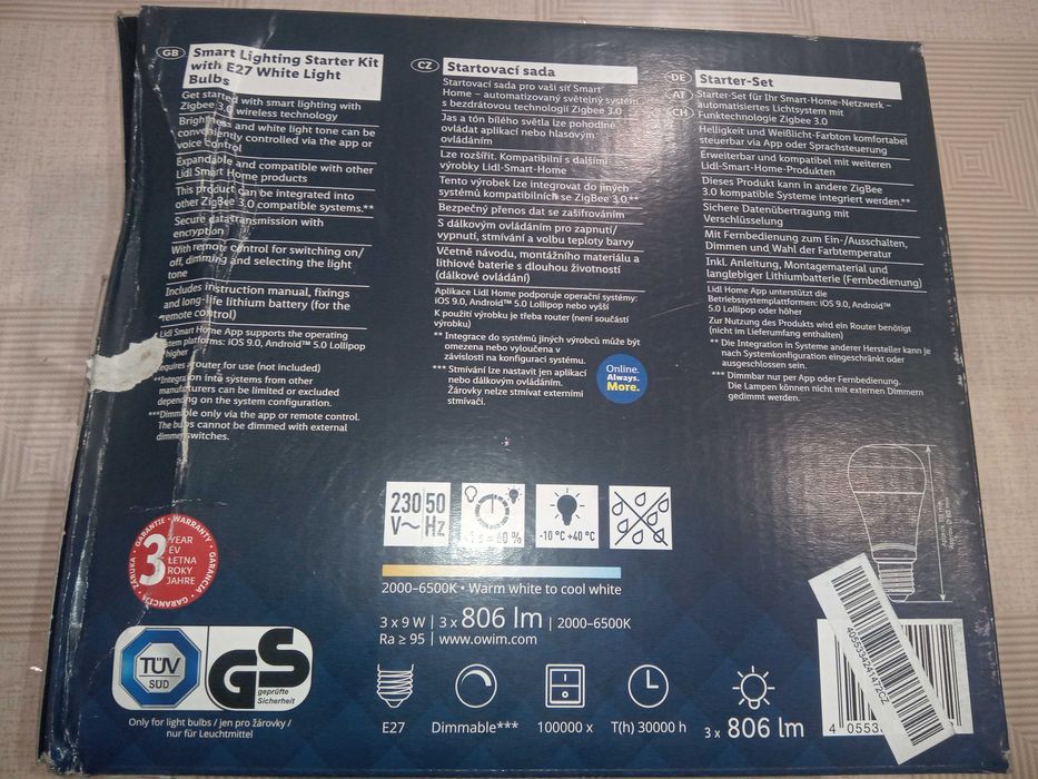 Стартовий комплект smart home livarnolux розумного дома з 3-ламп. e27