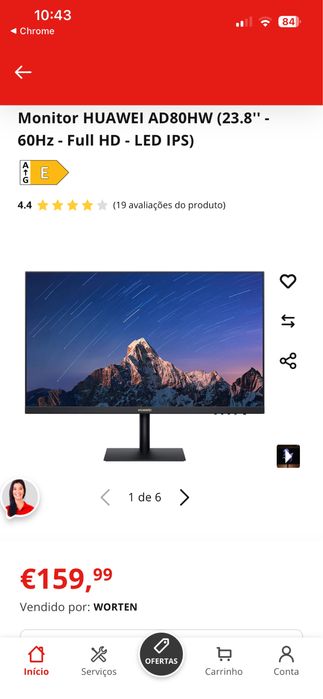 Monitor Huawei 23.8” Como Novo