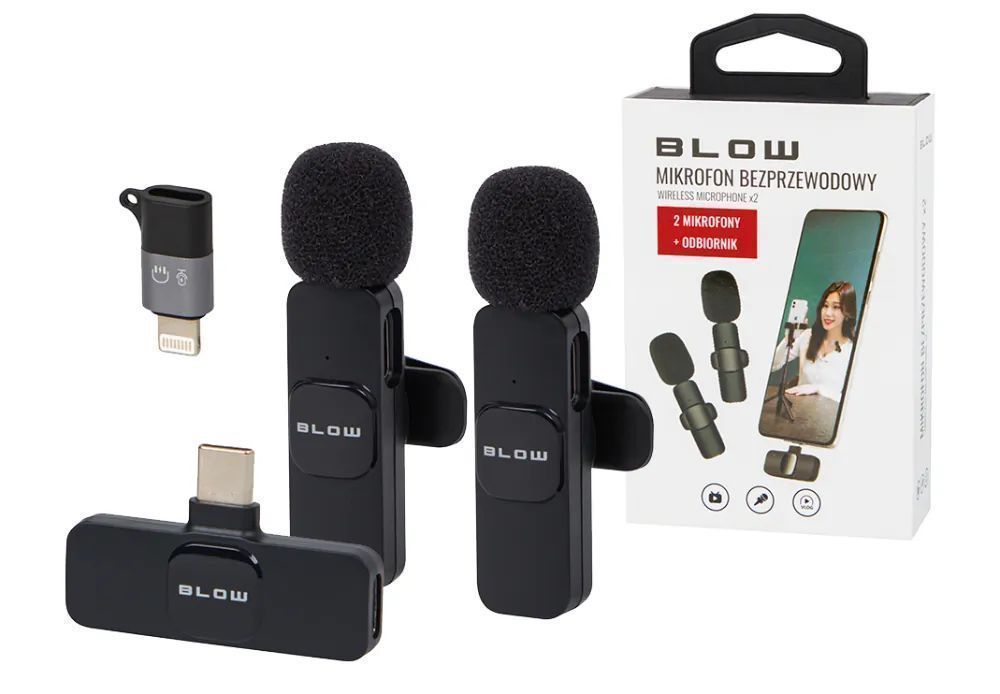 Mikrofon bezprzewodowy do smartfona USB-C BLOW zestaw 2 szt 33-070#