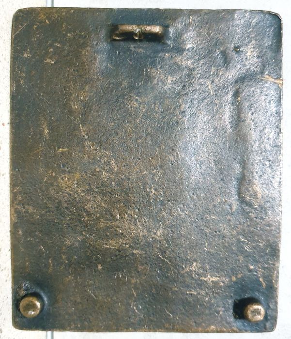 Antiga placa de suspensão mural "São Sebastião" em bronze