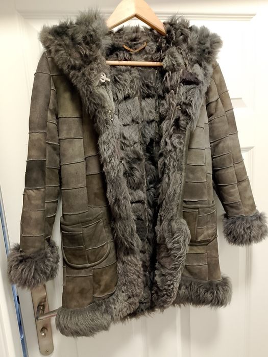 Naturalne Futro / Kożuch Króliczy • Szary • Vintage Retro • 100% Skóra