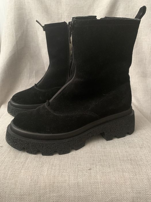 Зимові черевики, шкіра, замш