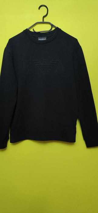 Bluza czarna Emporio Armani sportowa czarna crewneck oversize bawełny