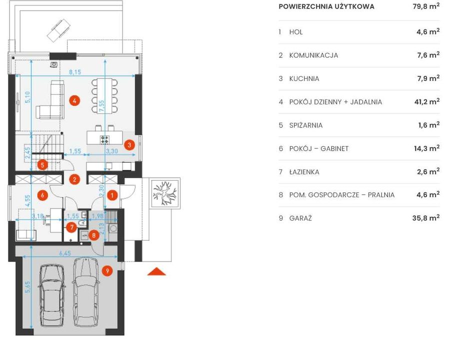 Dom wolnostojący 168 m2 w stanie deweloperskim Nadarzyn - Projekt Doskonały 2