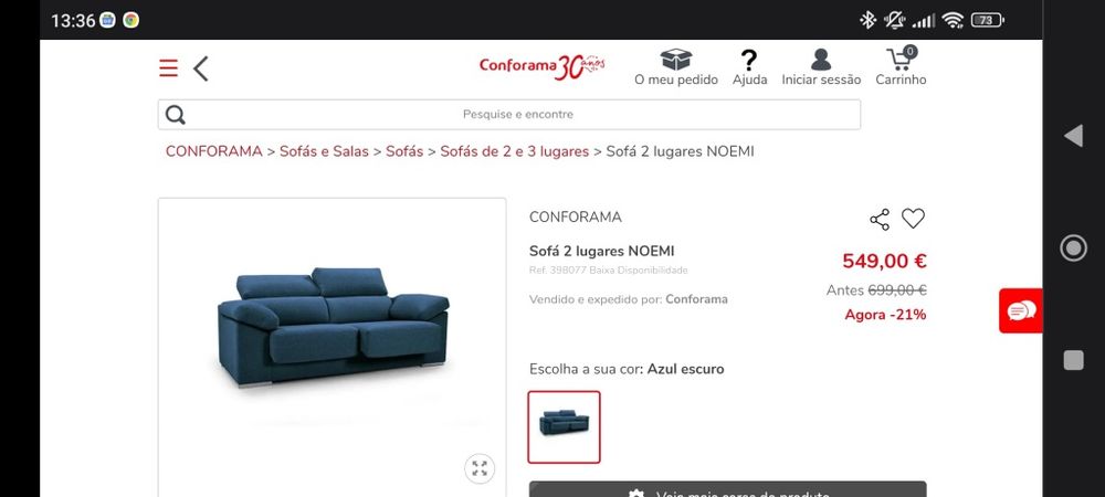Sofá Conforama de 2022