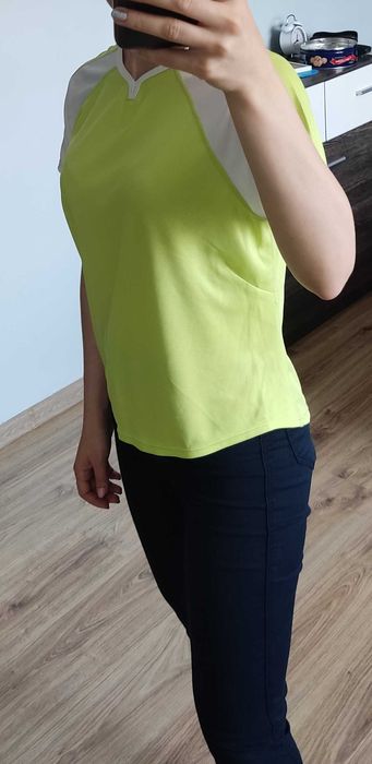 Bluzka Koszulka sportowa T-shirt neonowa seledynowa New Balance