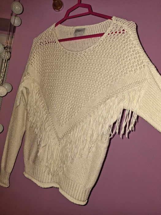 Sweter ażurowy ecru vero moda