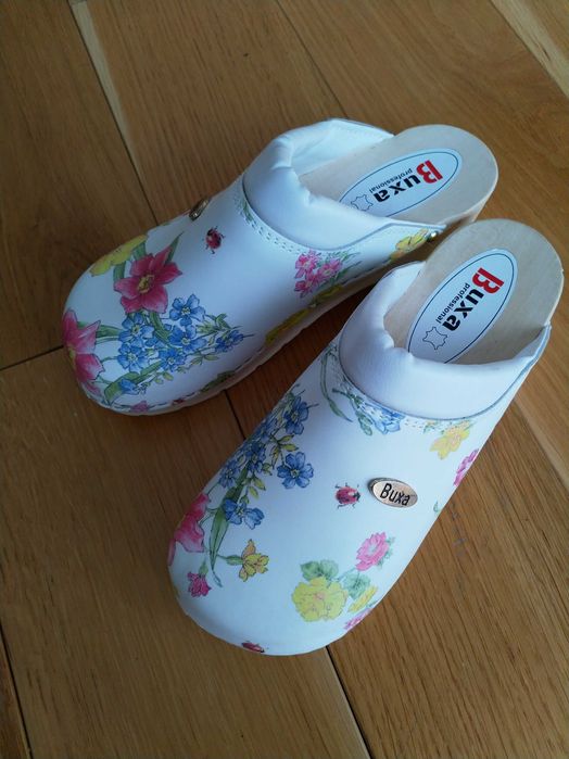 Drewniaki 35 BUXA (22 cm) skórzane NOWE