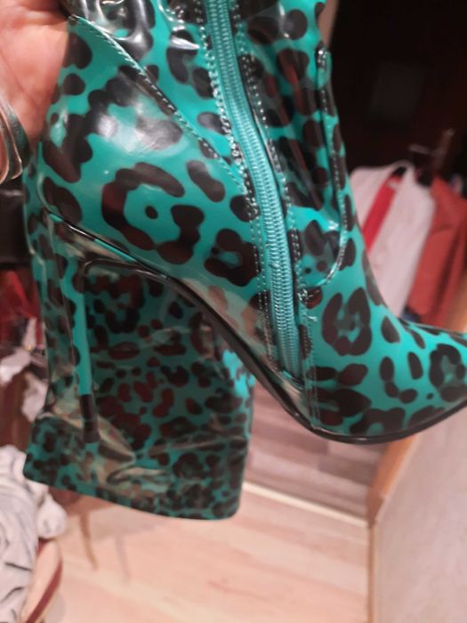 Kozaki  muszkieterki  Steve Madden  panterka  zielona skóra  eko  38